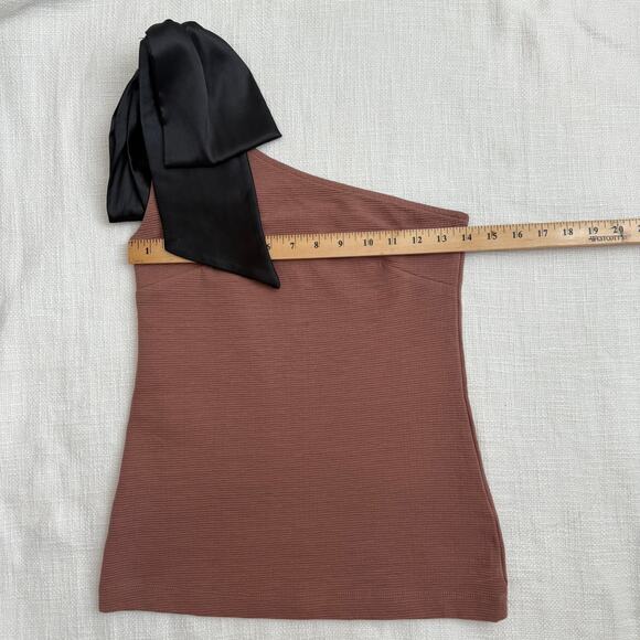 Maeve by Anthropologie Bow Shoulder Ribbed Tank Top Brown XS - Picture 8 of 16